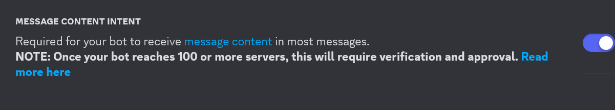 Message Content Intent Section