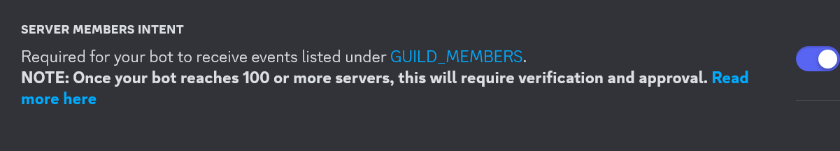 Server Members Intent Section